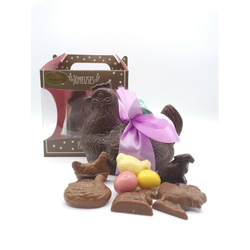 Poule de pâques au chocolat Noir garni, 200 gr 1 Poule de pâques au chocolat Noir garni, 200 gr