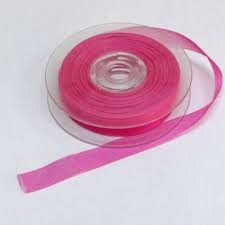 1 BOBINE RUBAN ORGANDI FUCHSIA 25M LAR 9MM