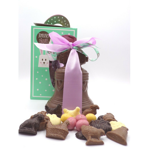 Cloche de paques au chocolat au Lait n°2 garnie, 245 gr avec boite décor