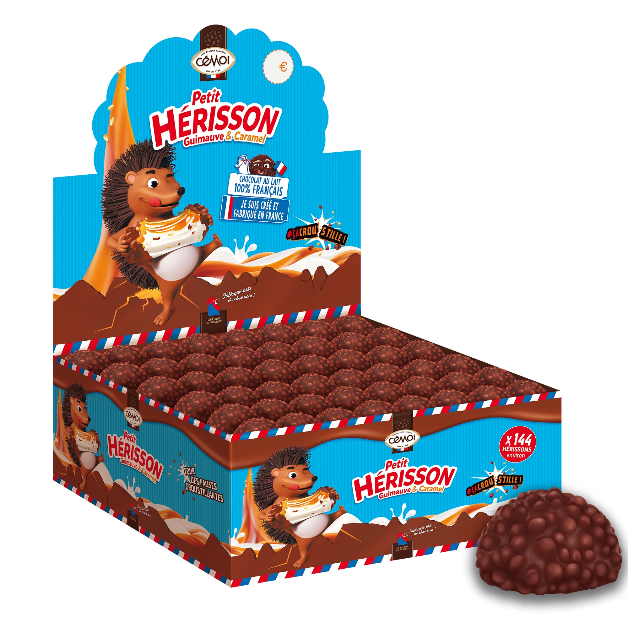 Cémoi – Présentoir Petit Hérisson Guimauve Chocolat au Lait, 144