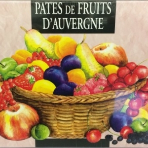 Pâtes de fruits d'Auvergne, boite décor aquarelle de 1kilo