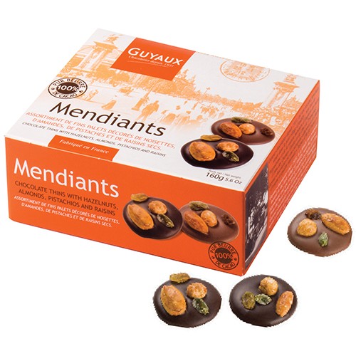 MENDIANTS LAIT & NOIR ,65% de cacao 160gr, GUYAUX CHOCOLAT