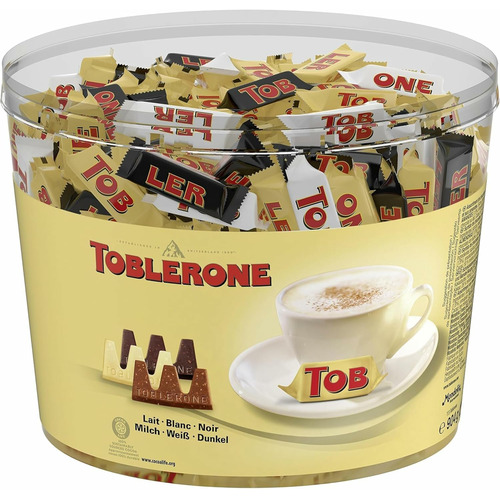 tubo de 900gr toblerone Toblerone - Assortiment de 3 Variétés de Mini Toblerone : Chocolat au Lait, Chocolat Noir et Chocolat Blanc - Tubo de 113 mini barres (904 g)