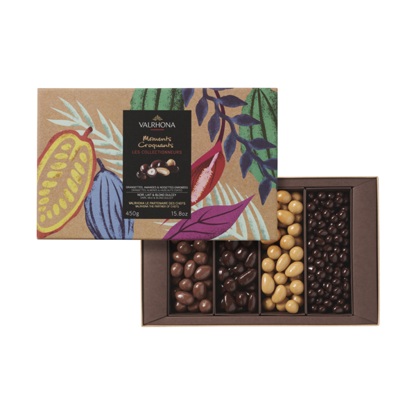Coffret Les Collectionneurs amandes, noisettes et orange 450gr Valrhona