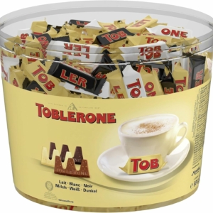 Toblerone - Assortiment de 3 Variétés de Mini Toblerone : Chocolat au Lait, Chocolat Noir et Chocolat Blanc - Tubo de 113 mini barres (904 g)