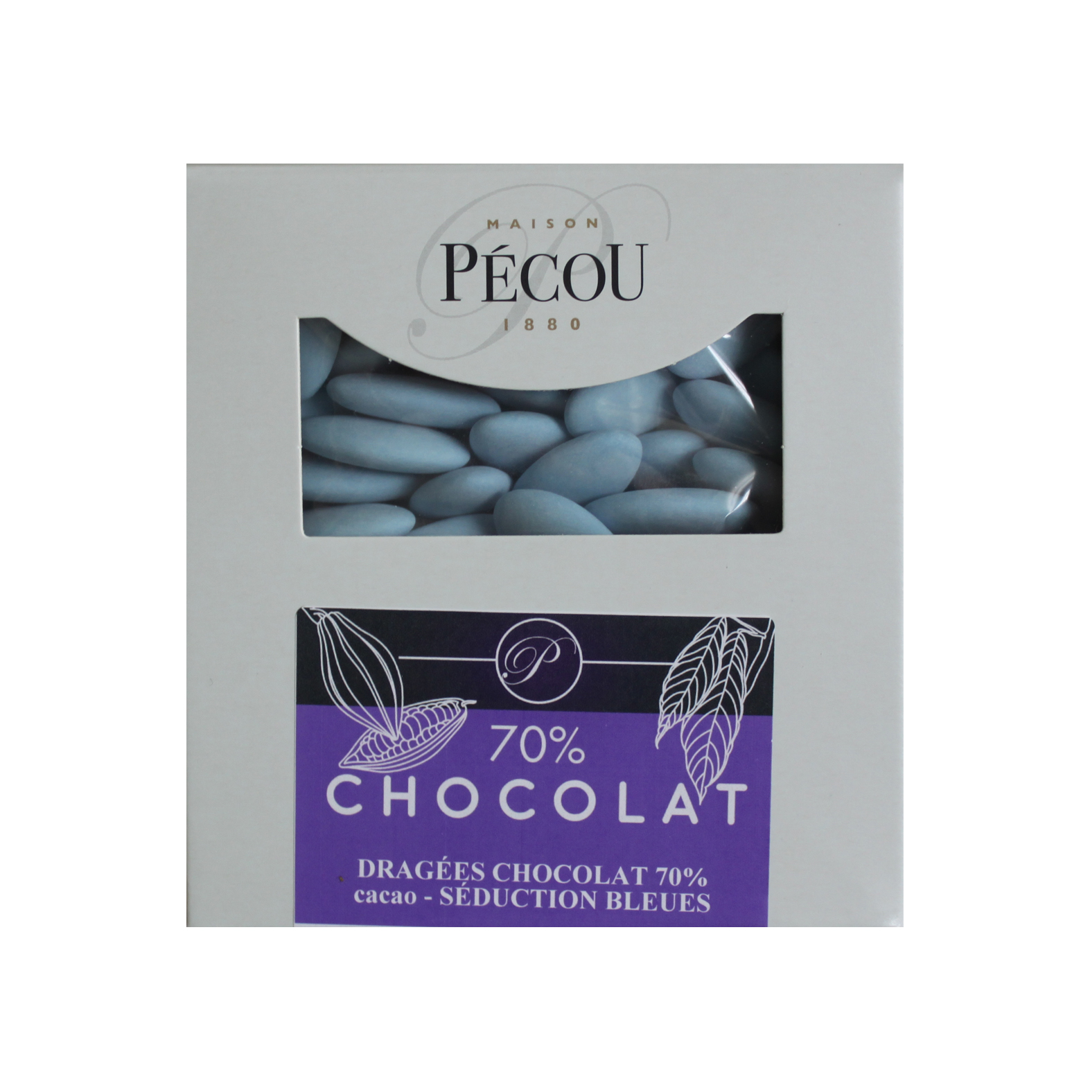 Dragées au chocolat, Bleues, 1kg, PECOU 1 Dragées au chocolat, Bleues, 1kg, PECOU