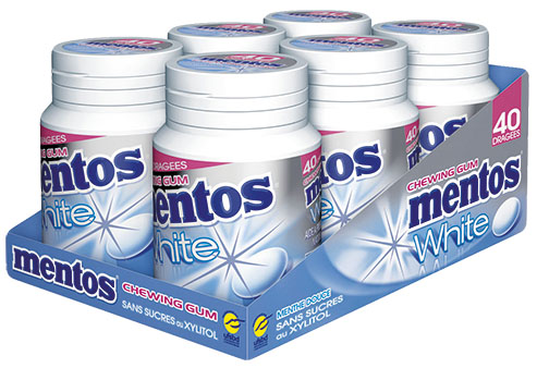 MENTOS Gum WHITE menthe douce 6 pots 1 MENTOS Gum WHITE menthe douce 6 pots