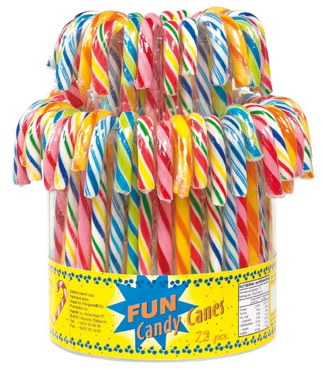 72 Candy Canes aux fruits, boite de 1 kilo