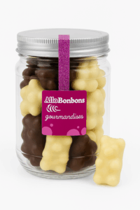 Assortiment d'oursons au chocolat lait et blanc