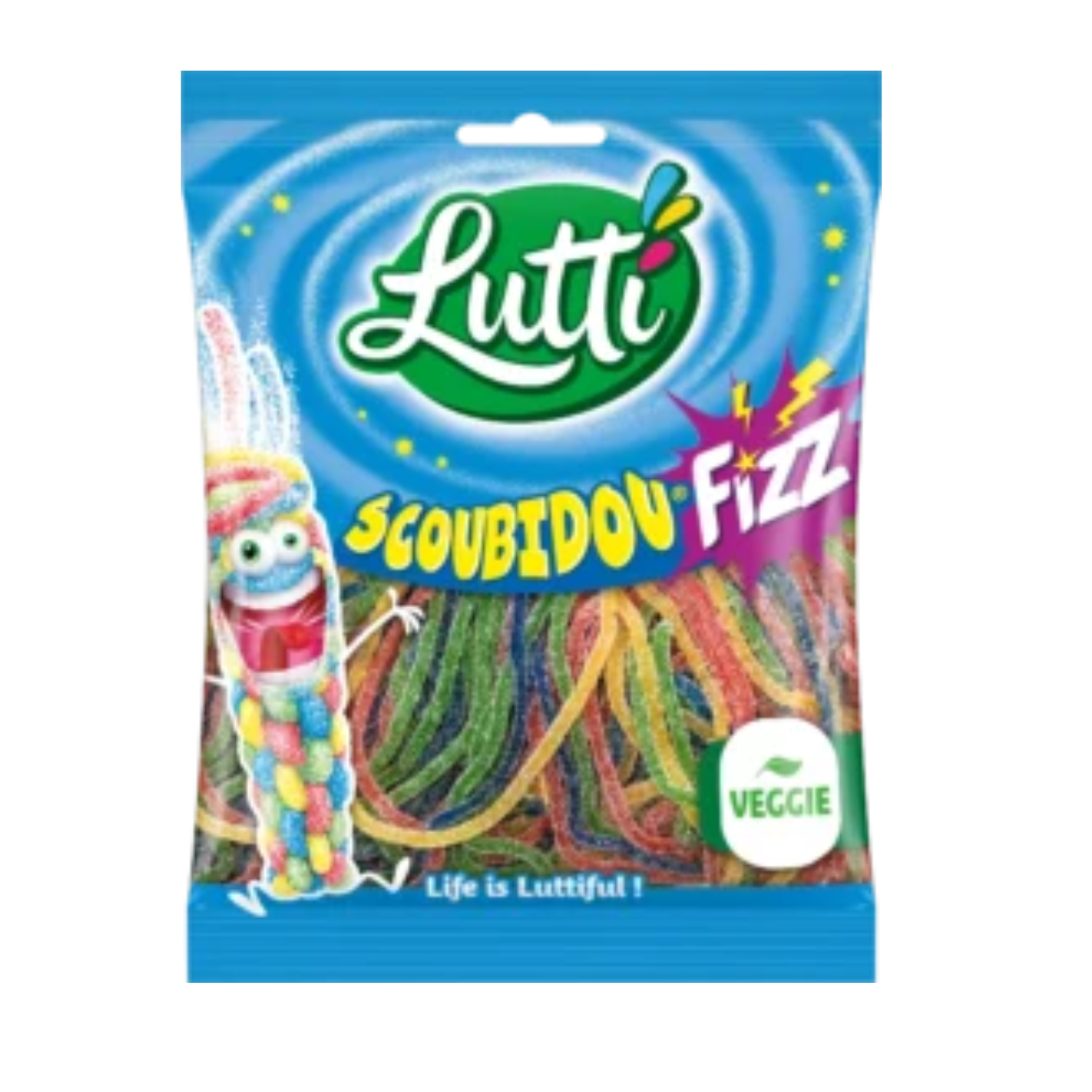 Cartons de 18 sachets Scoubidou Fizz 100g Lutti