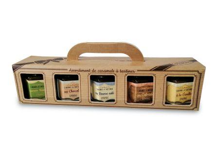 Asst de 5 mini-crèmes 50g caramel ast : beurre salé, calvados, vanille