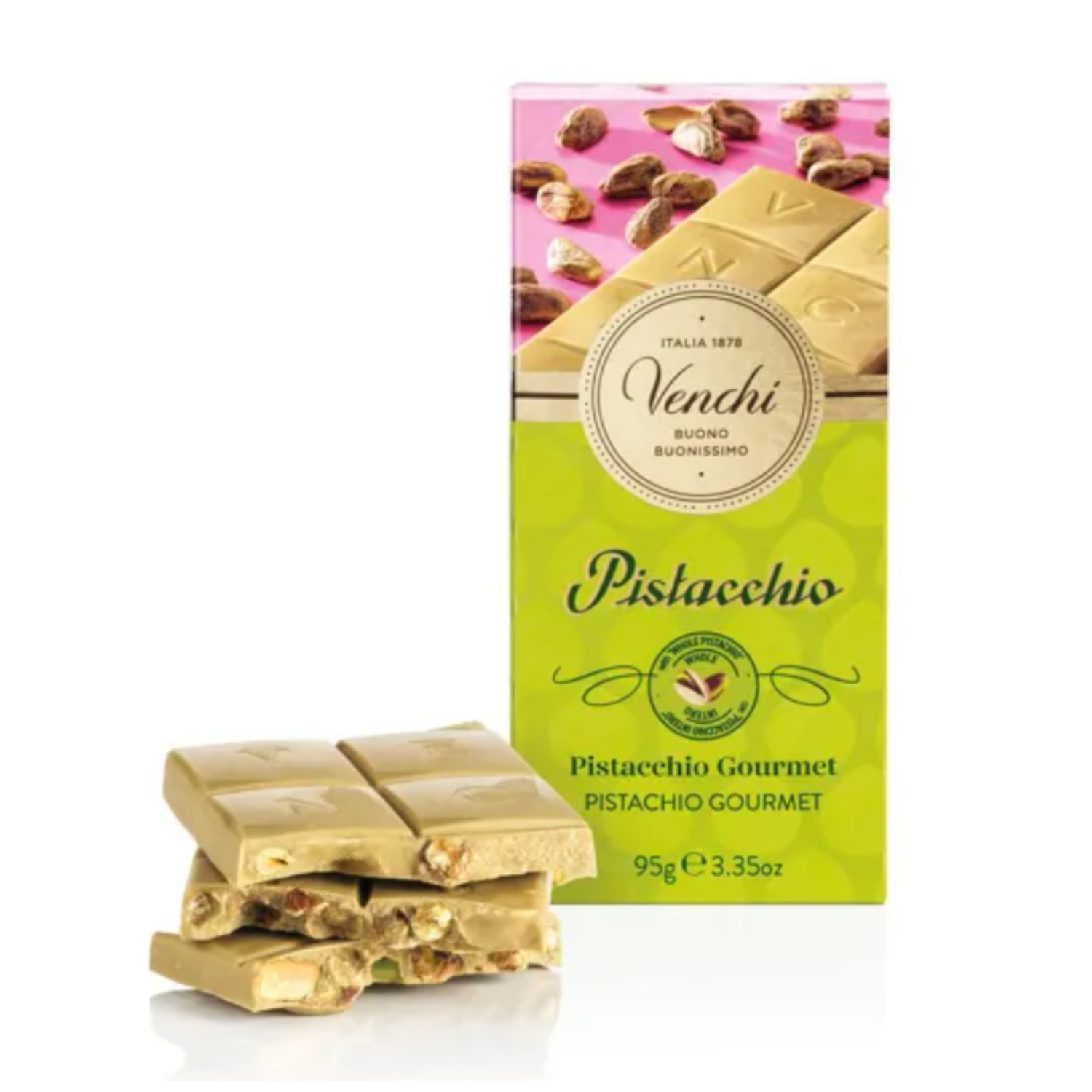 Tablette chocolat blanc Pistacchio Gourmet 95gr Venchi