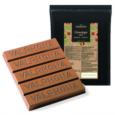 Tablette Gianduja noisette lait 35% 1kg Valrhona