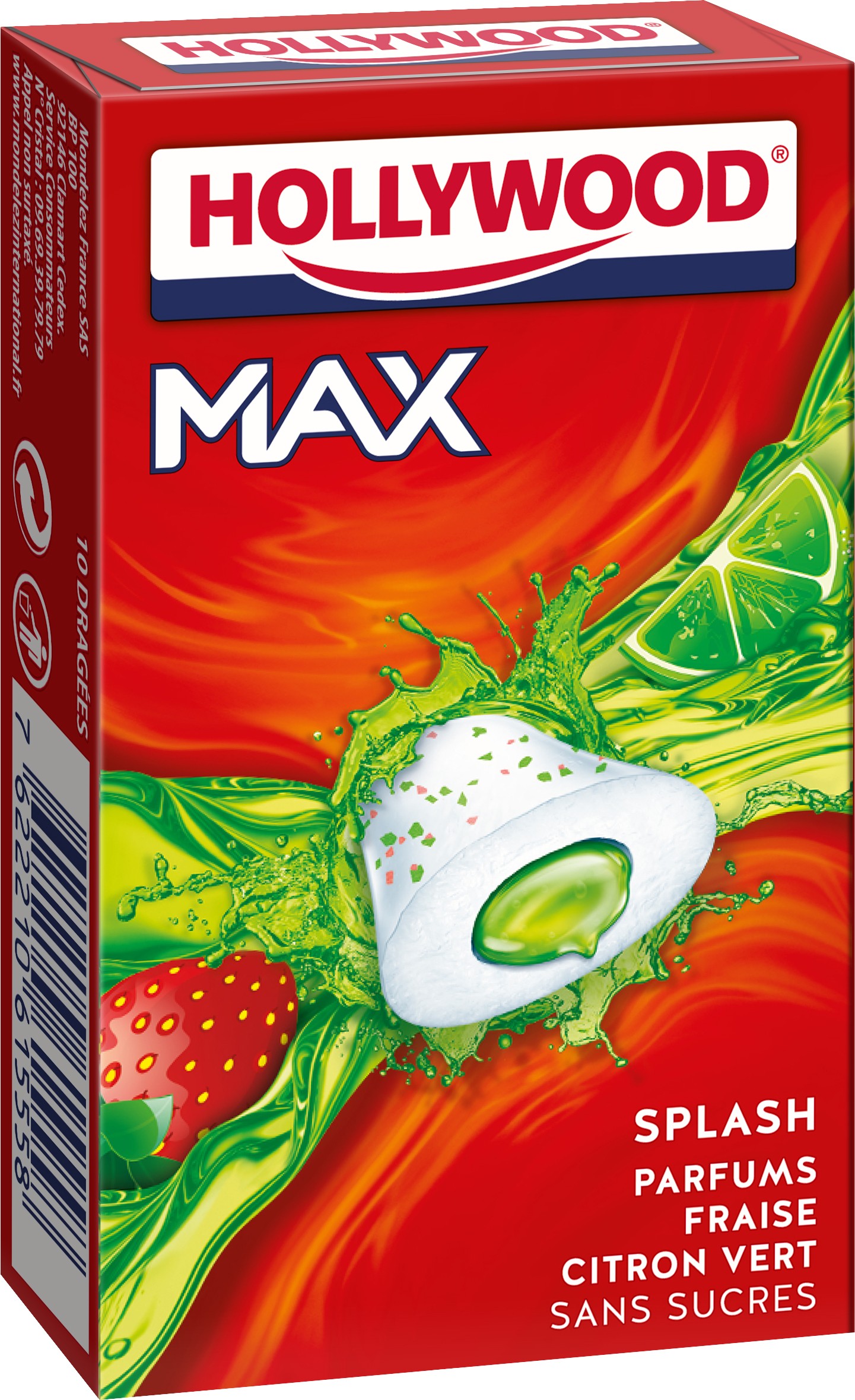 Hollywood MAX , Fraise/Citron vert, boite de 16