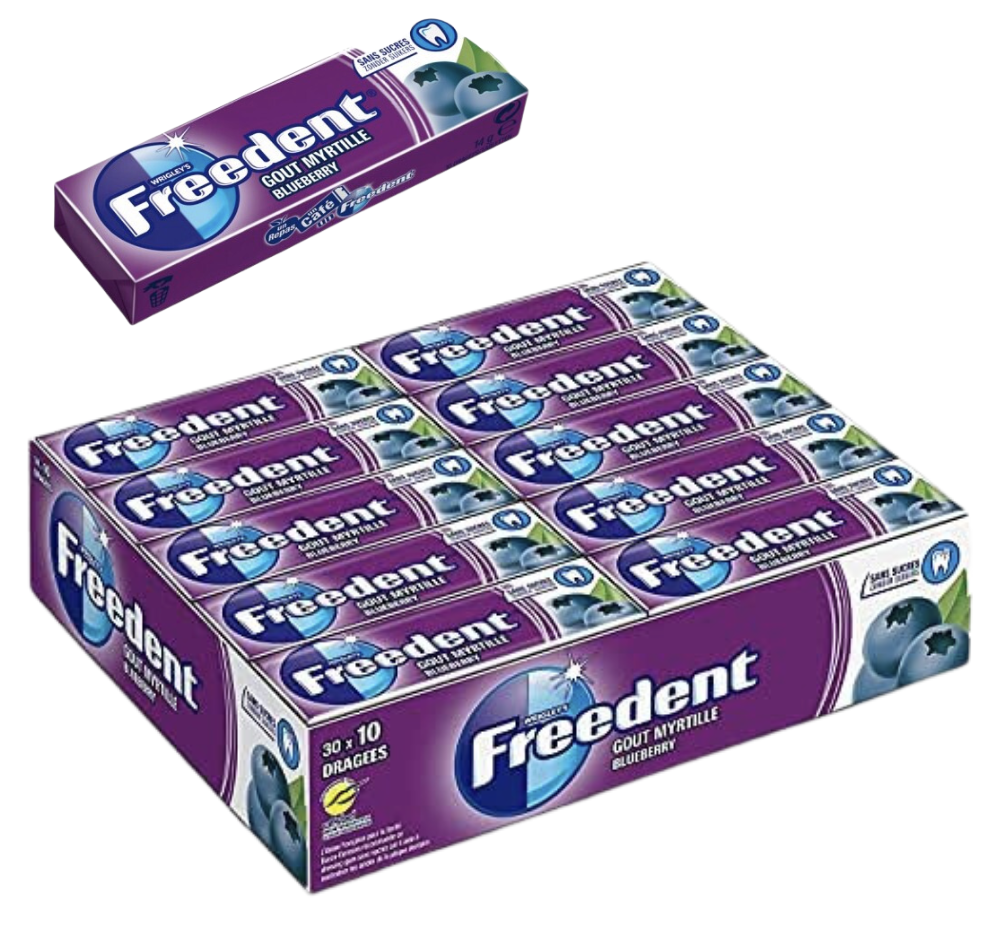 Boite de 30 paquets Freedent Myrtille Blueberry