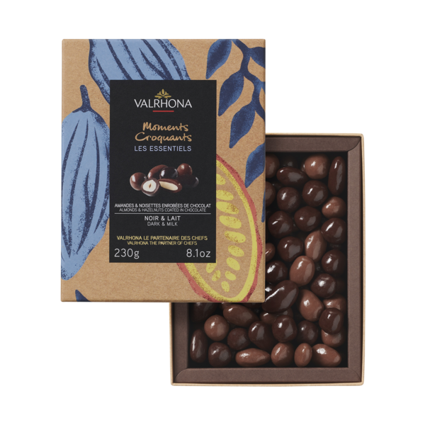 Coffret Les Essentiels amandes et noisettes chocolat noir et lait 230g Valrhona