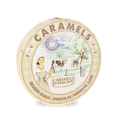 Boîte en bois de fondants au caramel beurre salée 150g Caramels d'Isigny