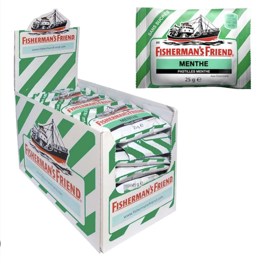 Carton de 24 sachets Fisherman Friend vert 25gr