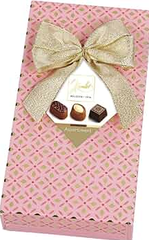 Hamlet – Boîte cadeau rose avec nœud – Assortiment de chocolats belges blanc, lait et noir – 125 g