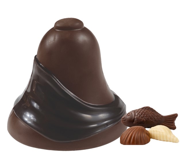 Moulage de cloche au chocolat noir garnie de fritures 190g Guisabel