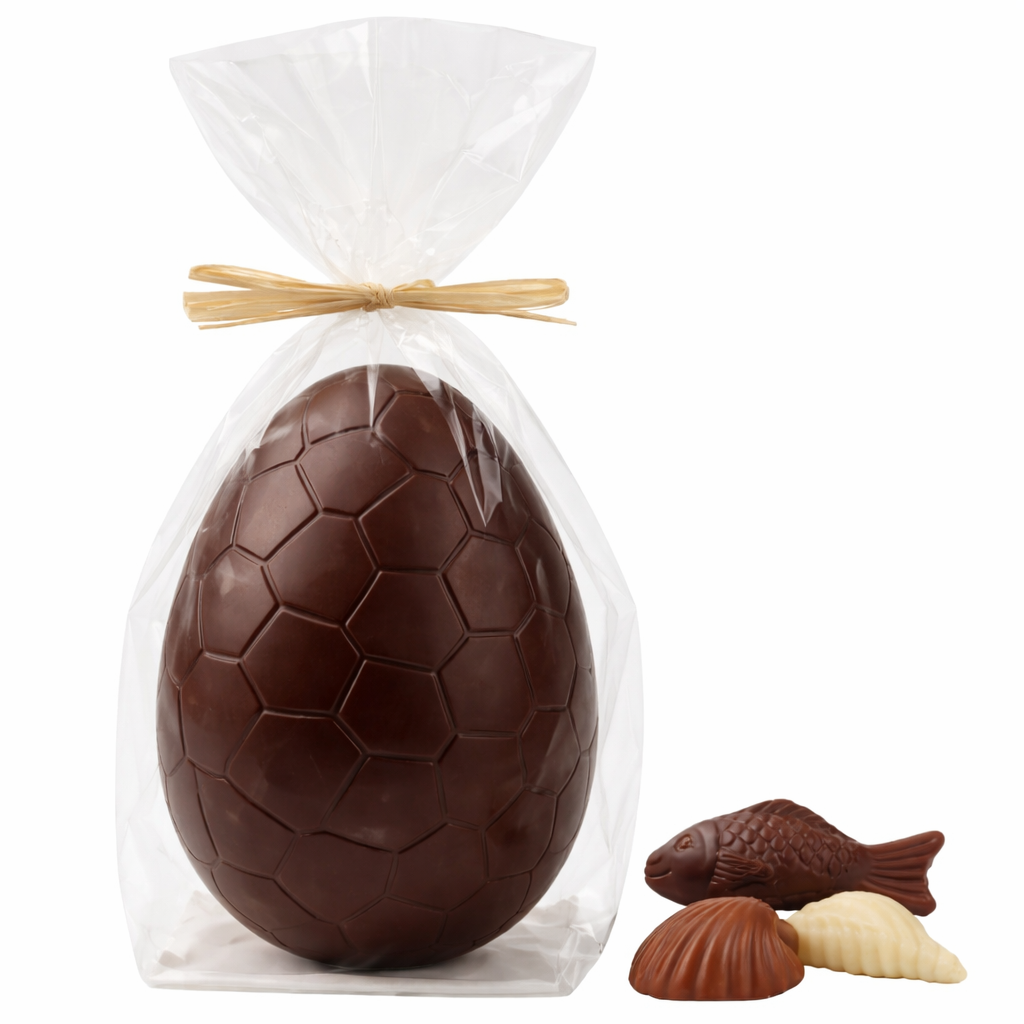 Œuf Chocolat Noir Garni de Fritures 3 Chocolats 19 cm 510g Guisabel