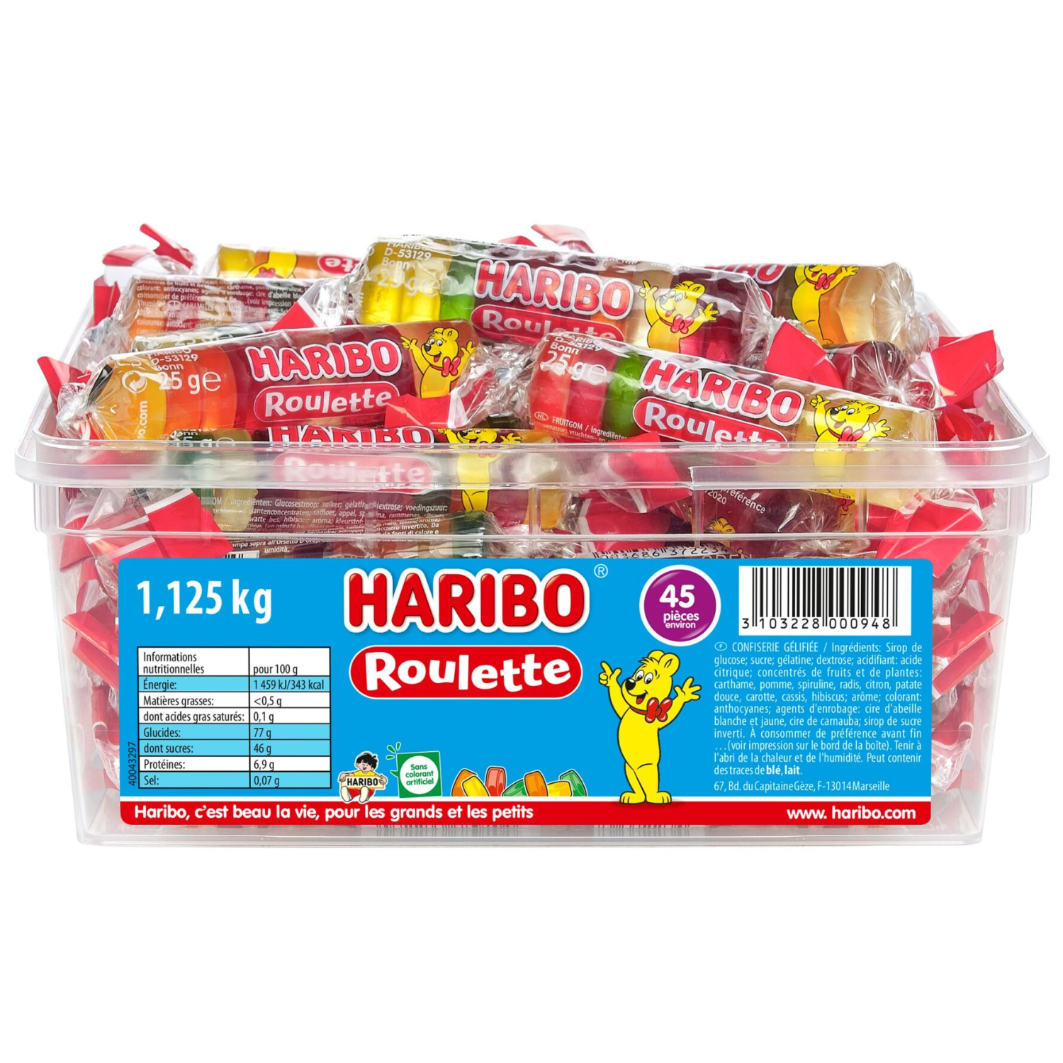 Bac de 45 Roulettes aux fruits Haribo