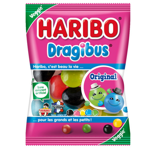 HA243VR2-1 Dragibus Haribo en sachets de 10g, un délice sucré à partager en famille ou entre amis.