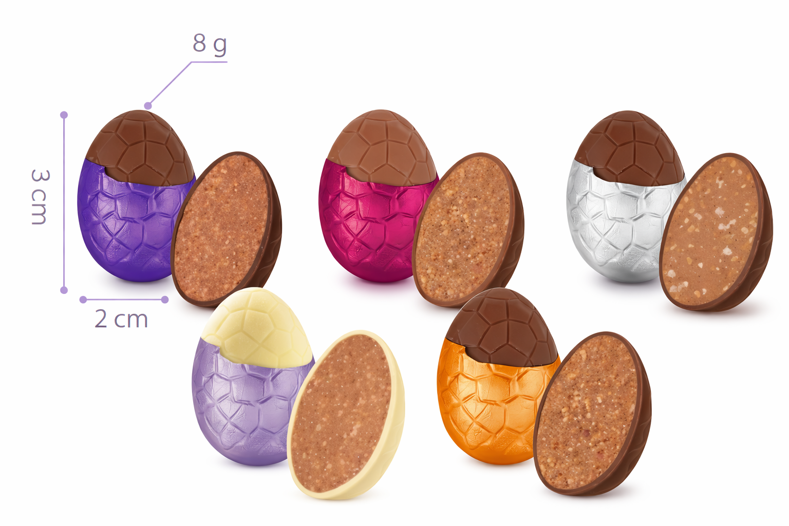 Œufs au chocolat WEISS, assortiment gourmandises sous alu, boite de 2kilos,