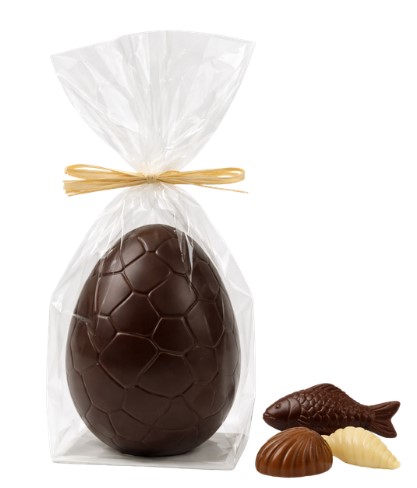 Œuf Chocolat Noir Garni de Fritures 3 Chocolats 14 cm 295g Guisabel