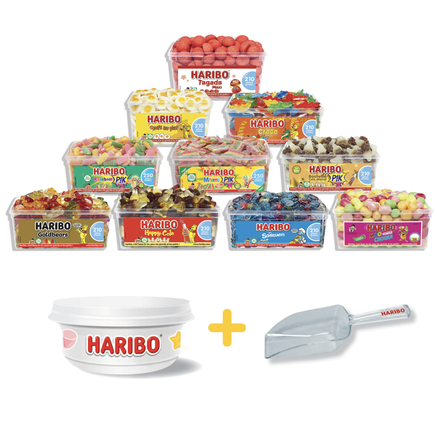 Colis Haribo 10 Tubo + 80 Box offerts + 1 Pelle