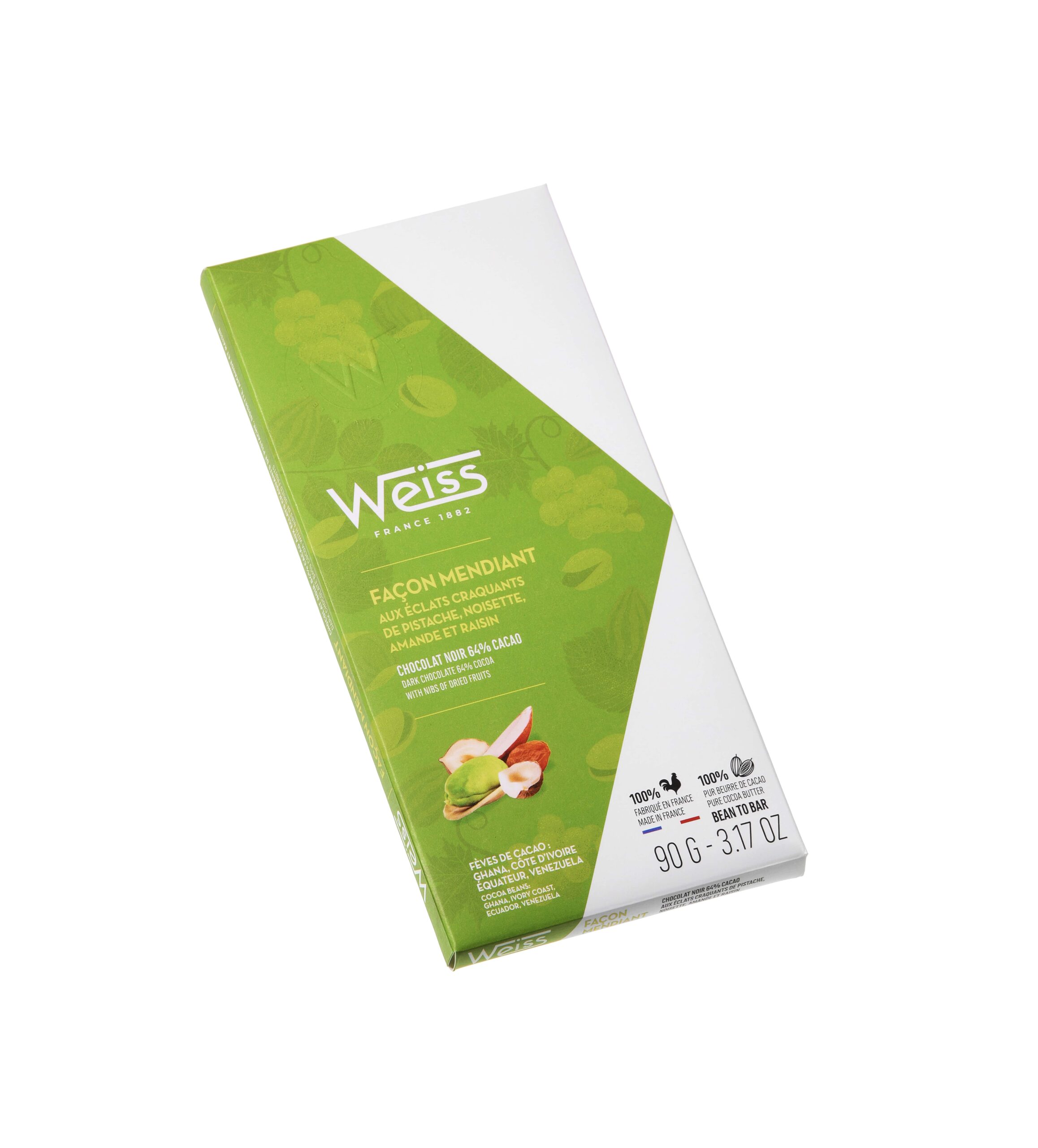 Tablette de chocolat Mendiant Noir 64% - 90g Weiss