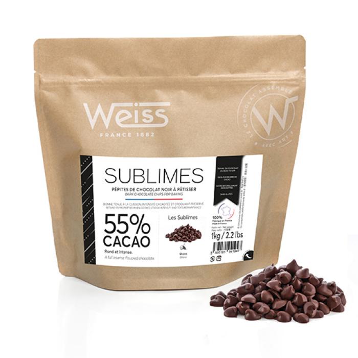 Pépites de chocolat noir 55% Les Sublimes 1kg Weiss