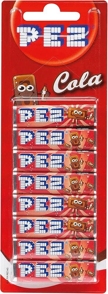 PEZ – Boîte de 12 Blisters de 8 Recharges Bonbons Goût Cola