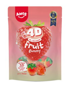 Délicieux AMOS FRAISE 4D en format 120g, parfait pour les amateurs de fruits.