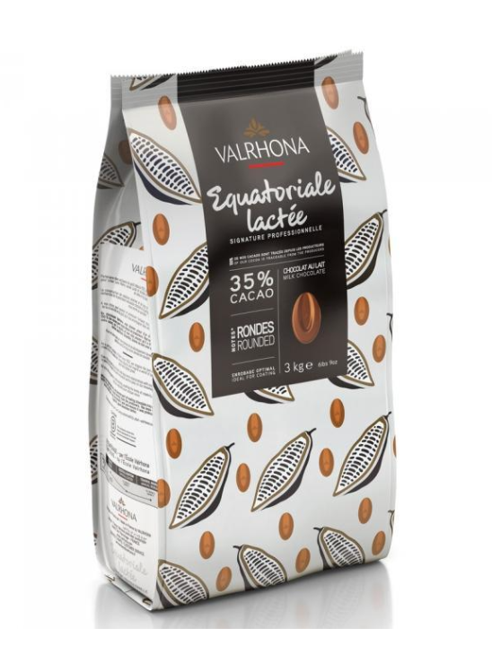 Valrhona Équatoriale Lait 35% – Sac de 3 kg – Chocolat de Couverture au Lait en Fèves