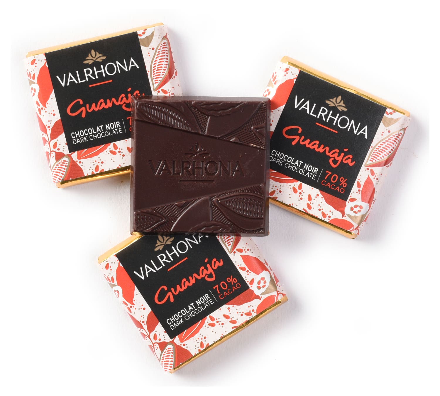 Boite de carrés de chocolat noir Guanaja 70% 1kg Valrhona