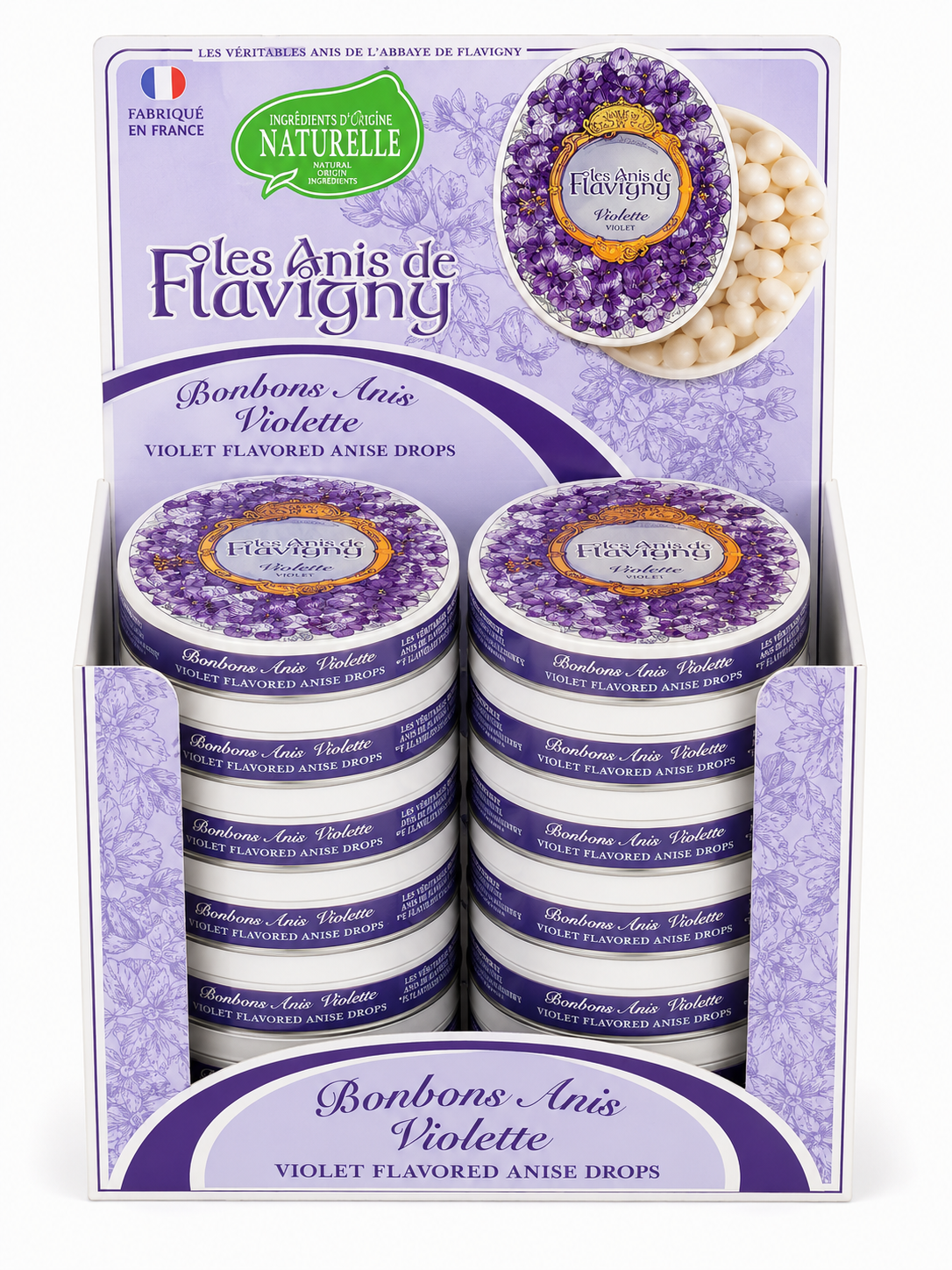 12 Boîtes oval Anis Flavigny goût violette 50gr