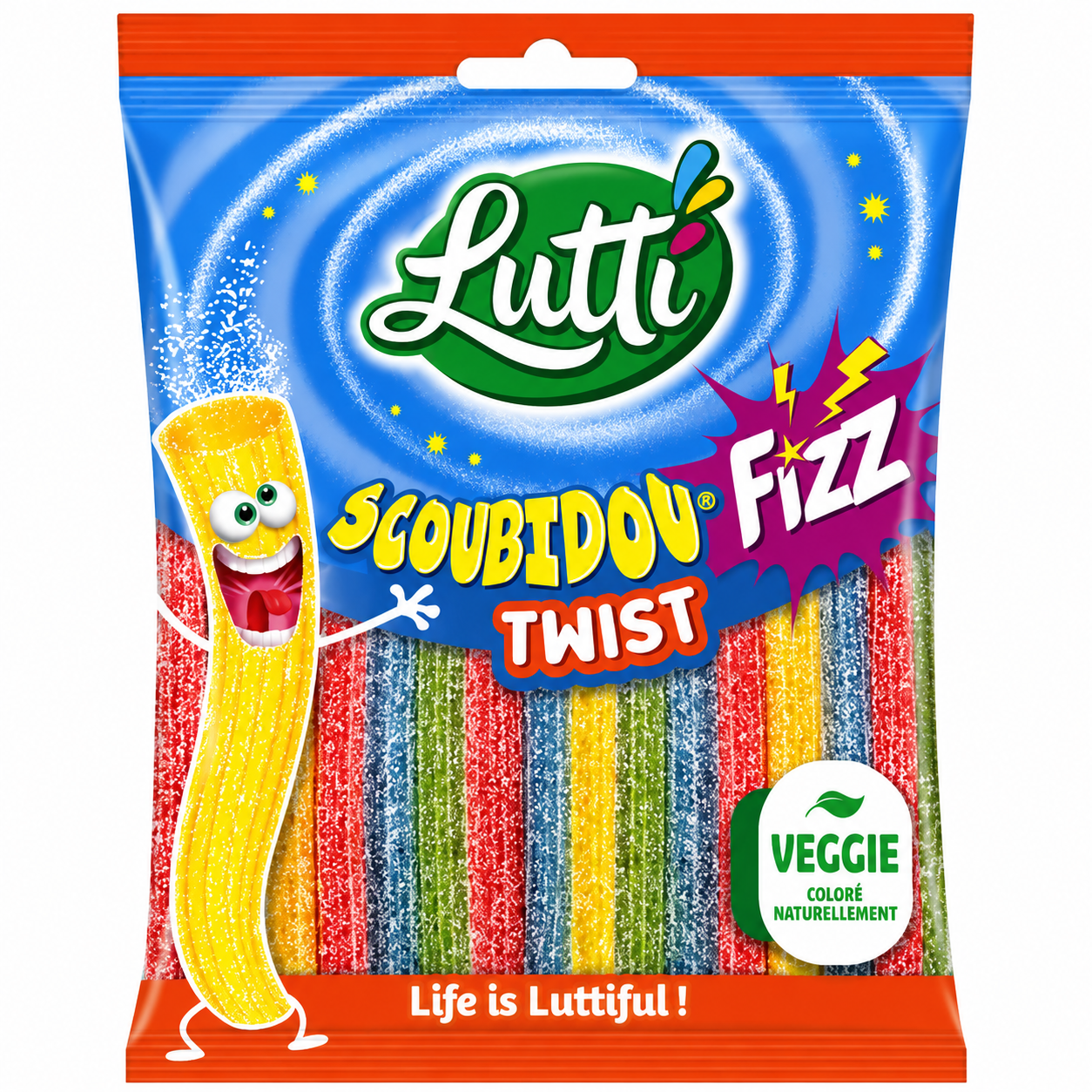 Scoubidou Fizz Twist – Bonbons Acidulés Torsadés – Sachet 100g, LUTTI
