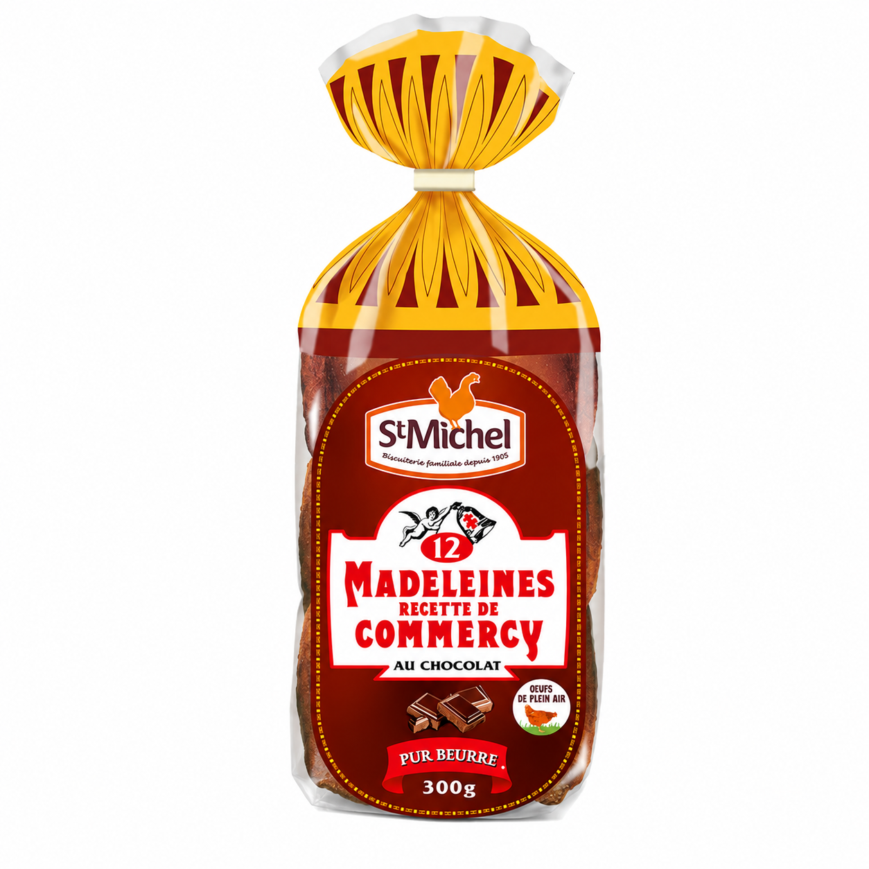 Sachet de 12 Madeleines St Michel, recette de Commercy au chocolat  300gr