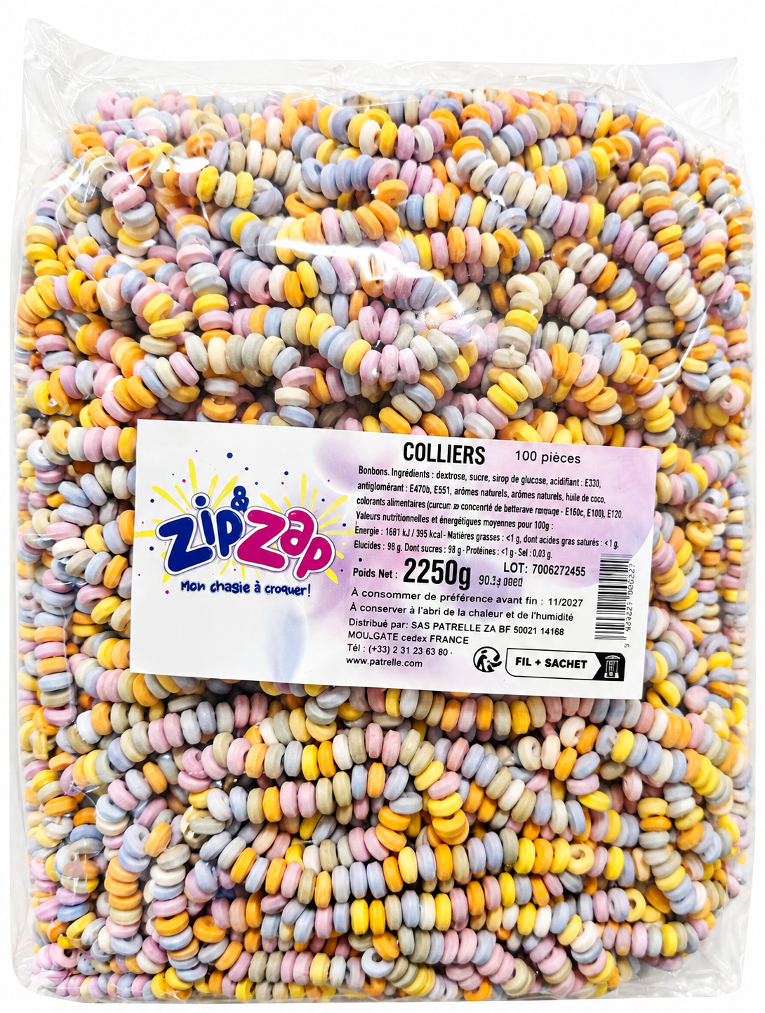 Colliers de Bonbons Nus – Sachet de 100 pièces – Zip & Zap