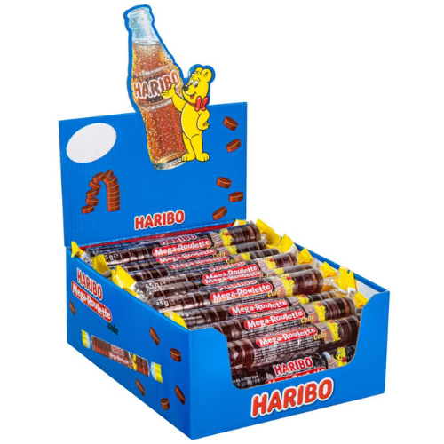 Display de 40 Mega Roulettes Happy Cola 45gr Haribo