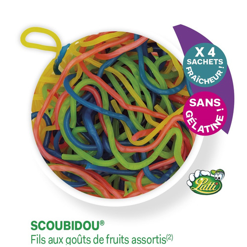 Lutti Scoubidou lisses 4 sachets de 100 g