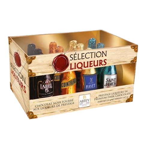 Casier de liqueurs assorties Abtey 155g, un délice pour les amateurs de spiritueux raffinés.