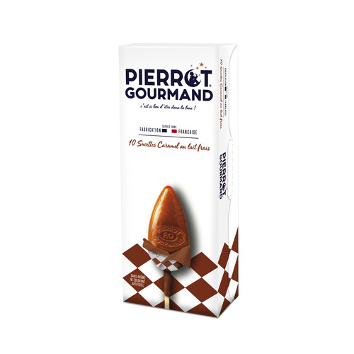 Étui de 10 sucettes caramel 130 g Pierrot Gourmand