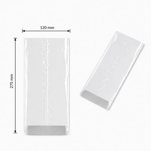 Boîte de 100 sacs transparents à fond rigide 120 x 275 mm