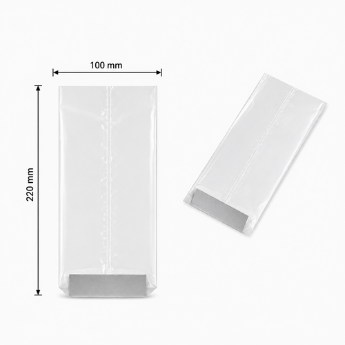 Boite de 100 sacs transparents, fond rigide,  dimensions : 100 x 220