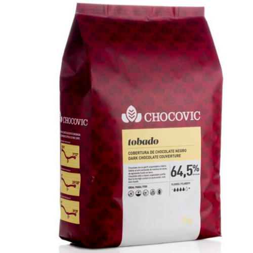Chocolat de couverture TOBADO noir 64,5% Chocovic 5 kg