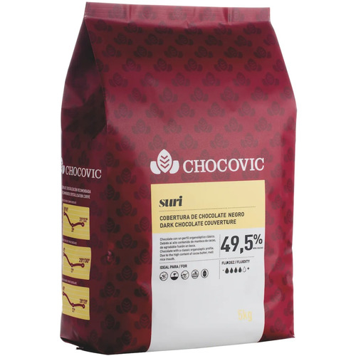 Chocolat de couverture SURI noir 49,5% Chocovic 5 kg