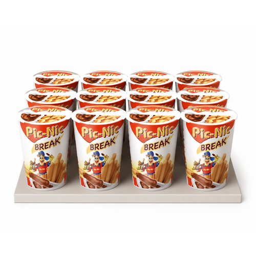 Carton de 12 Pic-Nic Break 50 g – Biscuits et pâte à tartiner noisette-cacao