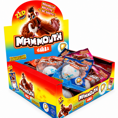 Boîte de 18 Mammouth Balls Mystery Zed Candy